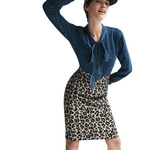 Anthropologie Maeve Leopard Pencil Skirt Small